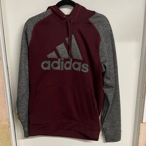 Adidas Men's Maroon and Charcoal Hoodie